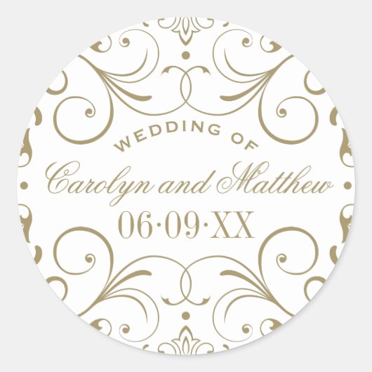  Antiek goudpleistermonogram Ronde Sticker (Voorkant)