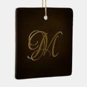 Antiek goudrelig monogram - Gepersonaliseerde teks Keramisch Ornament (Rechts)