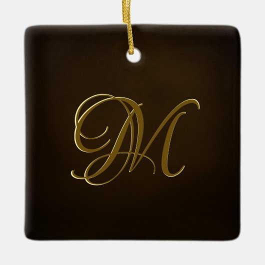 Antiek goudrelig monogram - Gepersonaliseerde teks Keramisch Ornament (Voorkant)