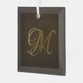 Antiek goudrelig monogram persoonlijke cadeaus glas ornament (Voorkant links)