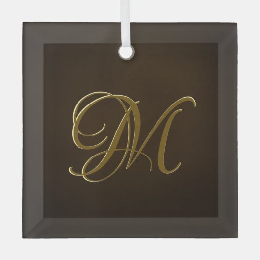 Antiek goudrelig monogram persoonlijke cadeaus glas ornament (Voorkant)