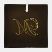 Antiek goudrelig monogram persoonlijke cadeaus glas ornament (Achterkant)