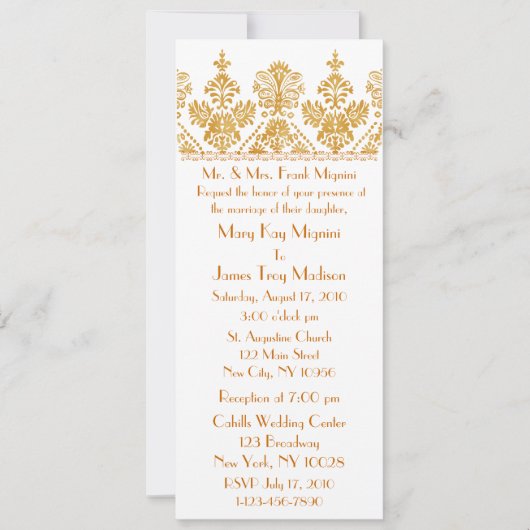 Antiek goudvormig Trim Motif Wedding Uitnodiging (Voorkant)