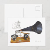 Antiek grammofoon briefkaart (Voorkant / Achterkant)