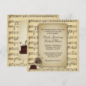 Antiek Gramophone Music Wedding Theme Uitnodiging (Voorkant / Achterkant)
