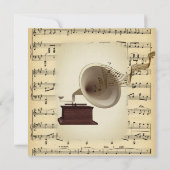 Antiek Gramophone Music Wedding Theme Uitnodiging (Achterkant)