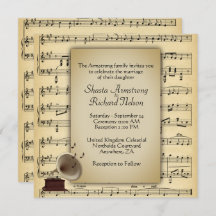 Antiek Gramophone Music Wedding Theme Uitnodiging