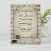 Antiek Gramophone Music Wedding Theme Uitnodiging (Staand voorkant)