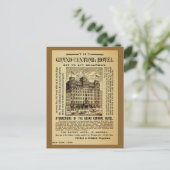 Antiek Grand Central Hotel en New York City Briefkaart (Staand voorkant)