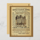 Antiek Grand Central Hotel en New York City Briefkaart (Voorkant / Achterkant)
