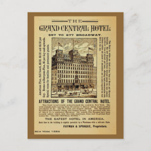 Antiek Grand Central Hotel en New York City Briefkaart