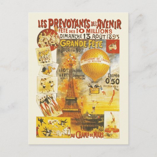 Antiek Grand Fete Fair Poster Briefkaart (Voorkant)