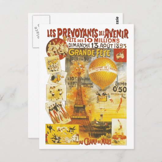 Antiek Grand Fete Fair Poster Briefkaart (Voorkant / Achterkant)