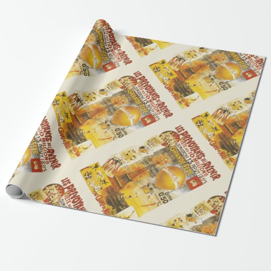 Antiek Grand Fete Fair Poster Cadeaupapier (Uitgerold)