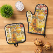 Antiek Grand Fete Fair Poster Ovenwant & Pannenlap Set (Top down)