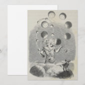 Antiek Grandville Humor Astronomy Planet Juggling Feestdagenkaart (Voorkant / Achterkant)