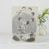 Antiek Grandville Humor Astronomy Planet Juggling Feestdagenkaart (Staand voorkant)