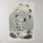 Antiek Grandville Humor Astronomy Planet Juggling Poster (Voorkant)
