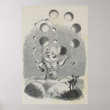 Antiek Grandville Humor Astronomy Planet Juggling