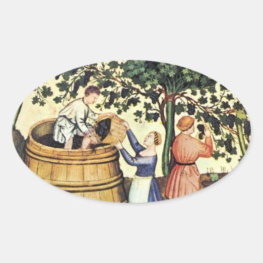 ANTIEK GRAPE VINEYARD HARVEST OVALE STICKER (Voorkant)