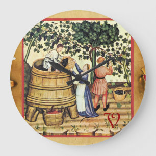 ANTIEK GRAPE VINEYARD HARVEST PARCHMENT MONOGRAM GROTE KLOK