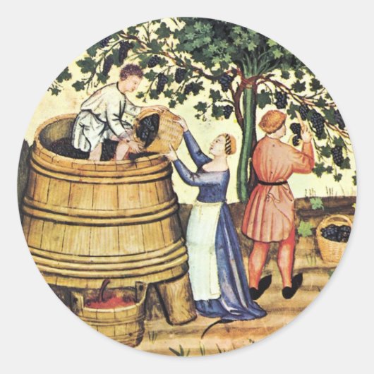 ANTIEK GRAPE VINEYARD HARVEST RONDE STICKER (Voorkant)