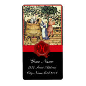 ANTIEK GRAPE VINEYARD HARVEST WAX SEAL MONOGRAM ETIKET (Voorkant)