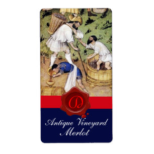 ANTIEK GRAPE VINEYARD HARVEST WAX SEAL MONOGRAM ETIKET
