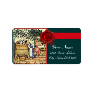 ANTIEK GRAPE VINEYARD HARVEST WAX SEAL MONOGRAM ETIKET