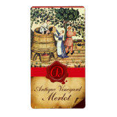 ANTIEK GRAPE VINEYARD HARVEST WAX SEAL MONOGRAM ETIKET (Voorkant)