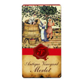 ANTIEK GRAPE VINEYARD HARVEST WAX SEAL MONOGRAM ETIKET (Voorkant)