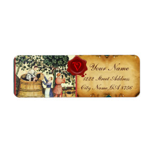 ANTIEK GRAPE VINEYARD HARVEST WAX SEAL MONOGRAM ETIKET