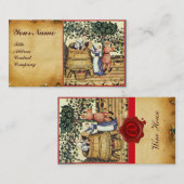ANTIEK GRAPE VINEYARD HARVEST WAX SEAL MONOGRAM VISITEKAARTJE (Voorkant / Achterkant)