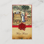 ANTIEK GRAPE VINEYARD HARVEST WAX SEAL MONOGRAM VISITEKAARTJE (Achterkant)