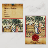 ANTIEK GRAPE VINEYARD HARVEST WAX SEAL MONOGRAM VISITEKAARTJE (Voorkant / Achterkant)