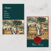 ANTIEK GRAPE VINEYARD HARVEST WAX SEAL MONOGRAM VISITEKAARTJE (Voorkant / Achterkant)