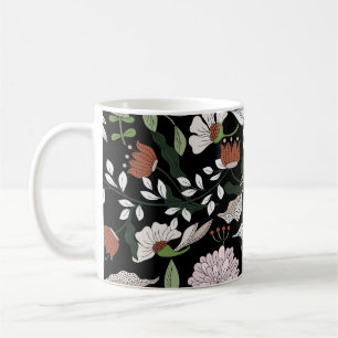Antiek graveren bloemen met de hand geschilderd koffiemok