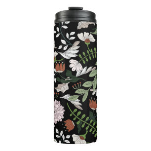 Antiek graveren bloemen met de hand geschilderd thermosbeker