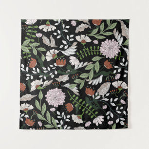 Antiek graveren bloemen met de hand geschilderd wandkleed