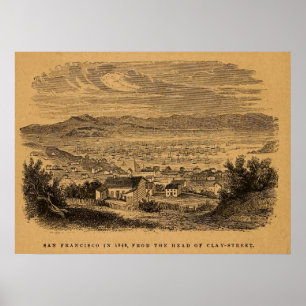 Antiek gravering in San Francisco Poster