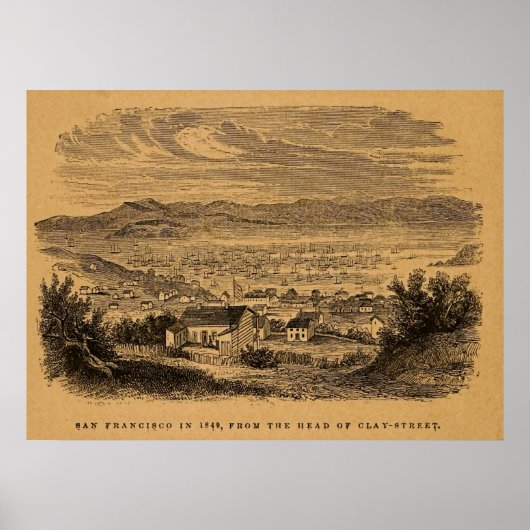 Antiek gravering in San Francisco Poster (Voorkant)