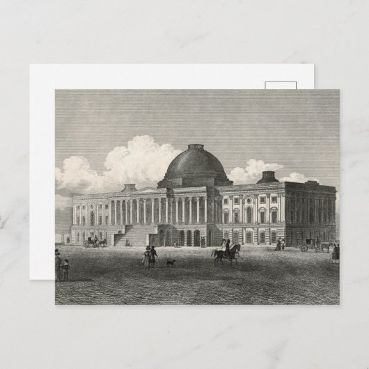 Antiek gravering van het oude Capitolgebouw Briefkaart (Voorkant / Achterkant)