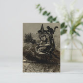 Antiek graving heks op de kamer briefkaart (Staand voorkant)