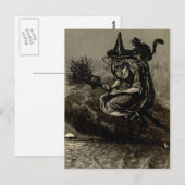 Antiek graving heks op de kamer briefkaart (Voorkant / Achterkant)