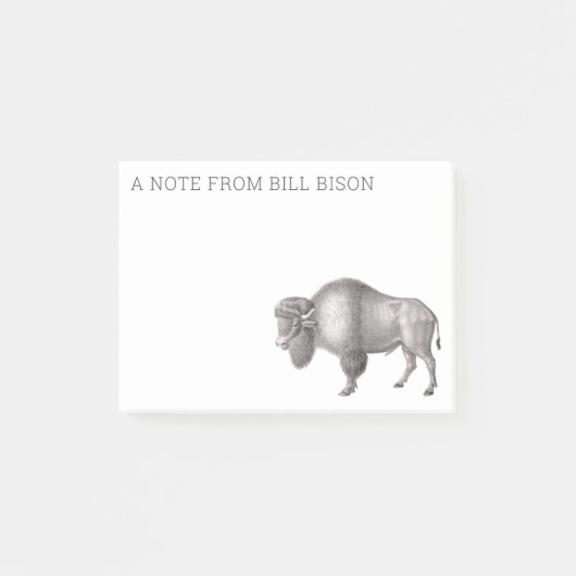 Antiek gravure van een Bison of Buffalo Post-it No Post-it® Notes (Voorkant)