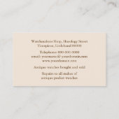 Antiek gravure van zakhorloges visitekaartje (Achterkant)