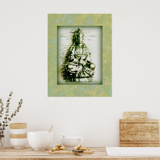 Antiek Green Kwan Yin poster (Keuken)