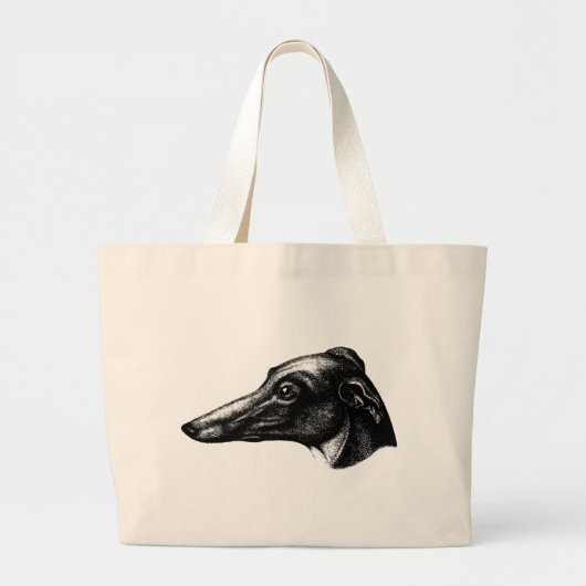 Antiek Greyhound Dog Totebag Grote Tote Bag (Voorkant)