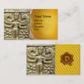 ANTIEK GRIEKS HONEY BEELD GODDESS WAX SEAL MONOGRA VISITEKAARTJE (Voorkant / Achterkant)