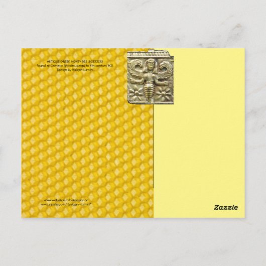 ANTIEK GRIEKS HONEY IS GODESS BRIEFKAART (Achterkant)